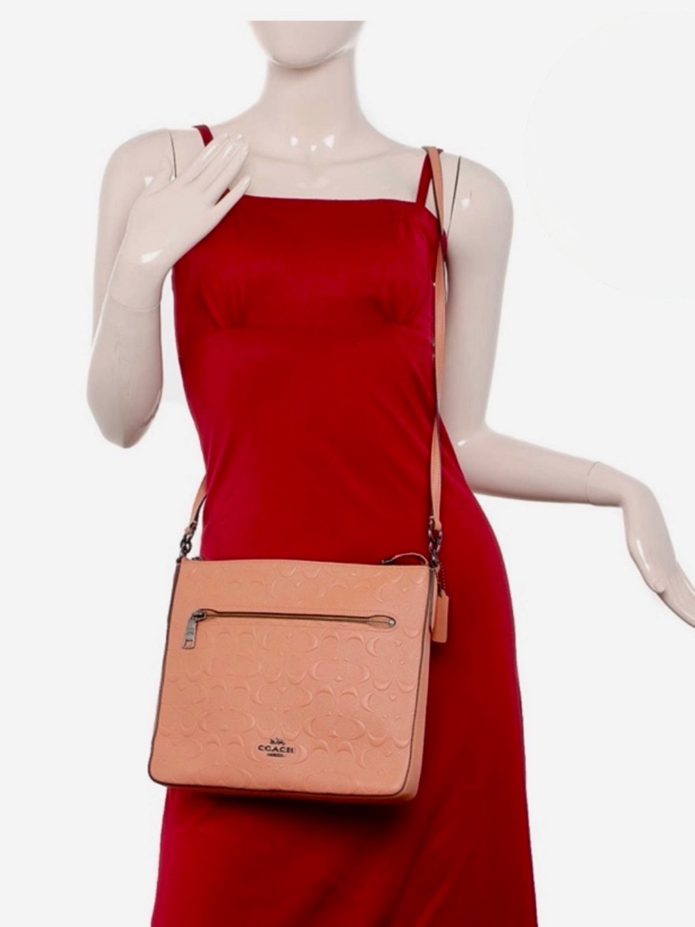 Coach Peach Embossed Leather Crossbody Bag